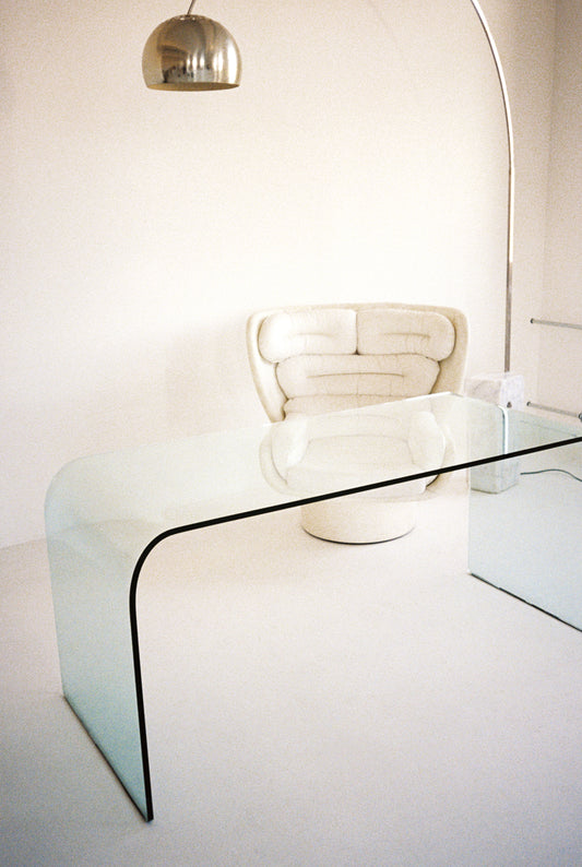 Glass table by Angelo Cortesi for FIAM, 1970