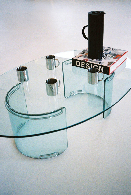 Oval Glass Coffee Table by Luigi Massoni for Gallotti & Radice, 1970
