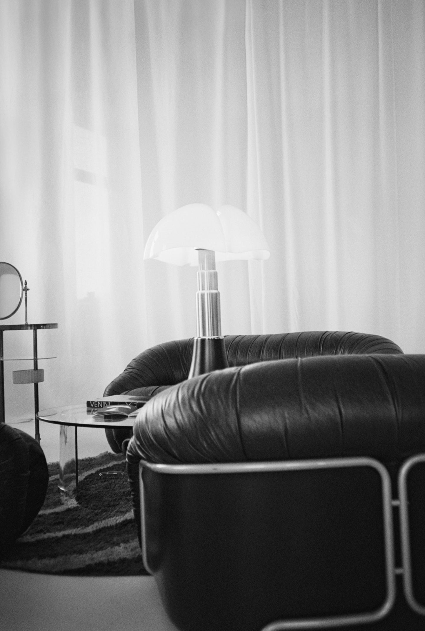 Vintage Brown Leather Sofa & Armchair Set, 1970s — Soft Sculptural Design (1 Sofa + 2 Armchairs)