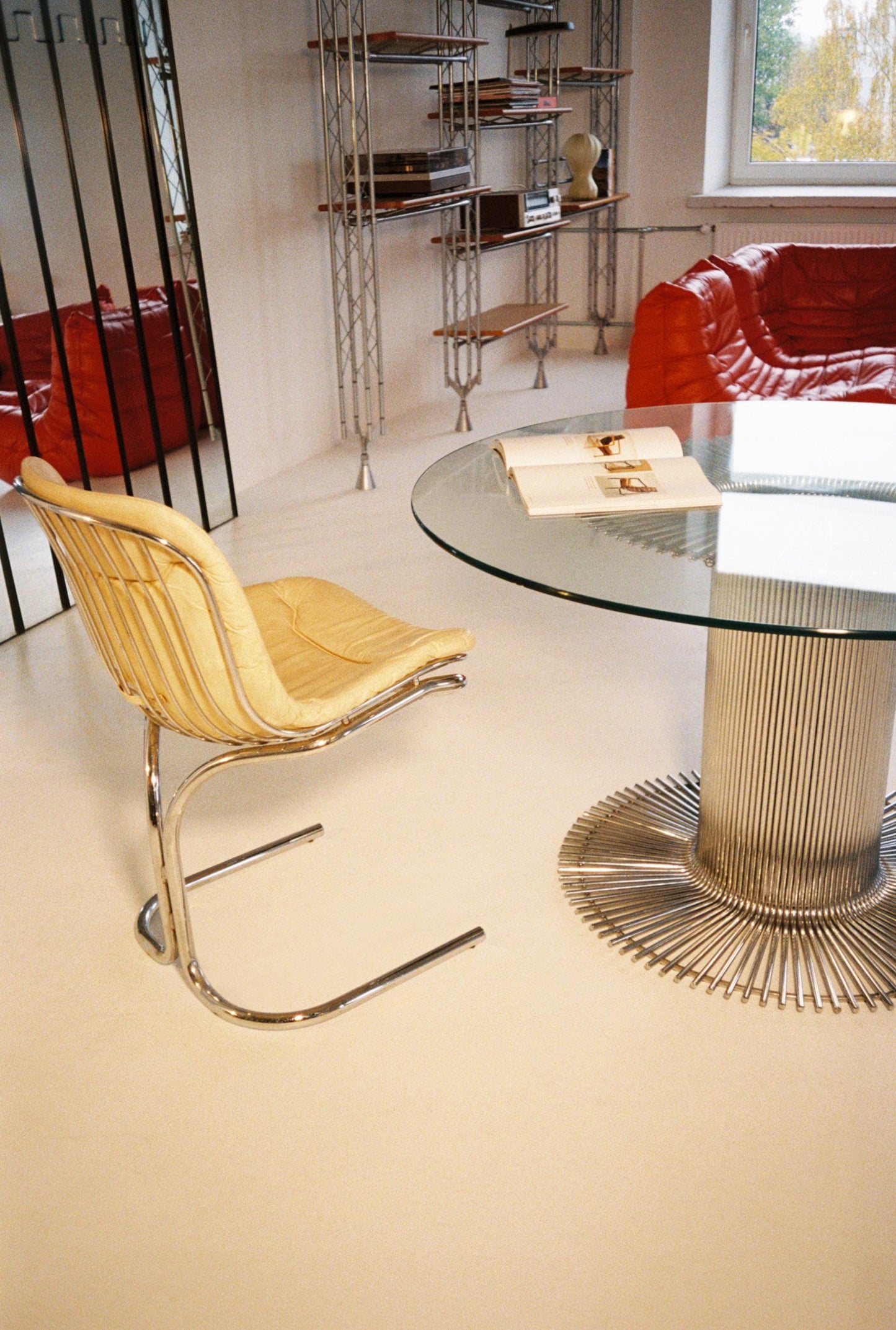 Italian Modernist Chrome Rod Dining Table, 1970s — Attributed to Gastone Rinaldi