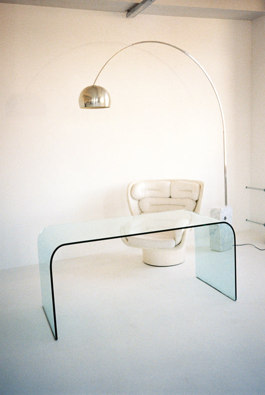 Glass table by Angelo Cortesi for FIAM, 1970