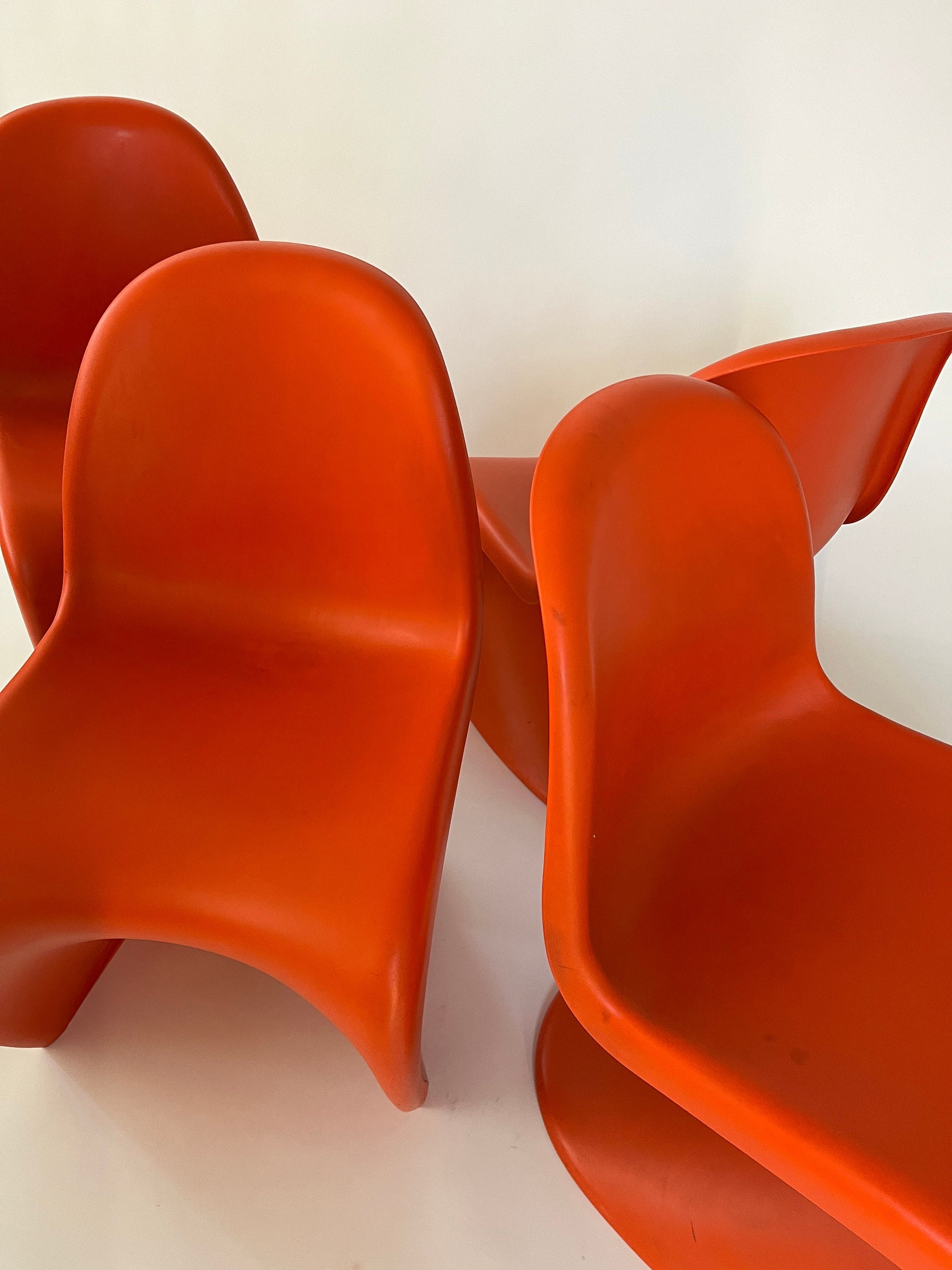 Orange Panton Chairs Set of 4 by Verner Panton for Vitra, 1970s Vintage