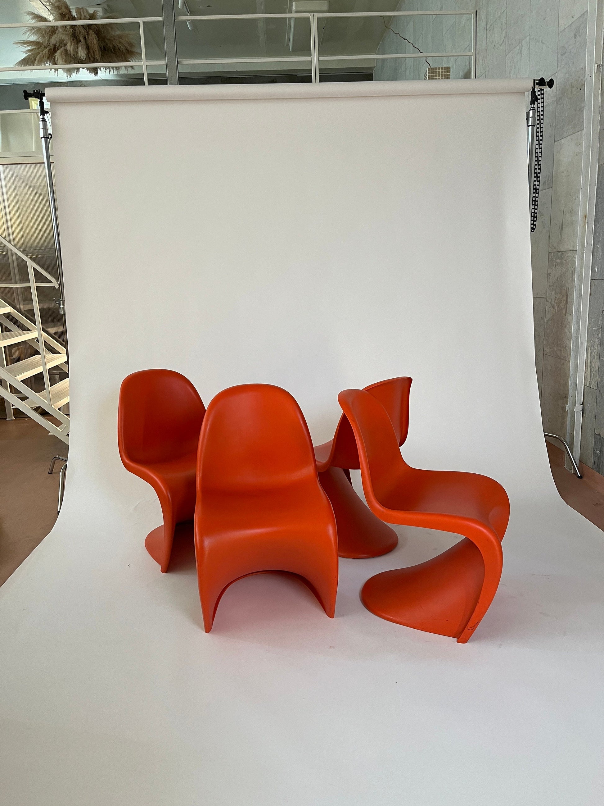 Orange Panton Chairs Set of 4 by Verner Panton for Vitra, 1970s Vintage