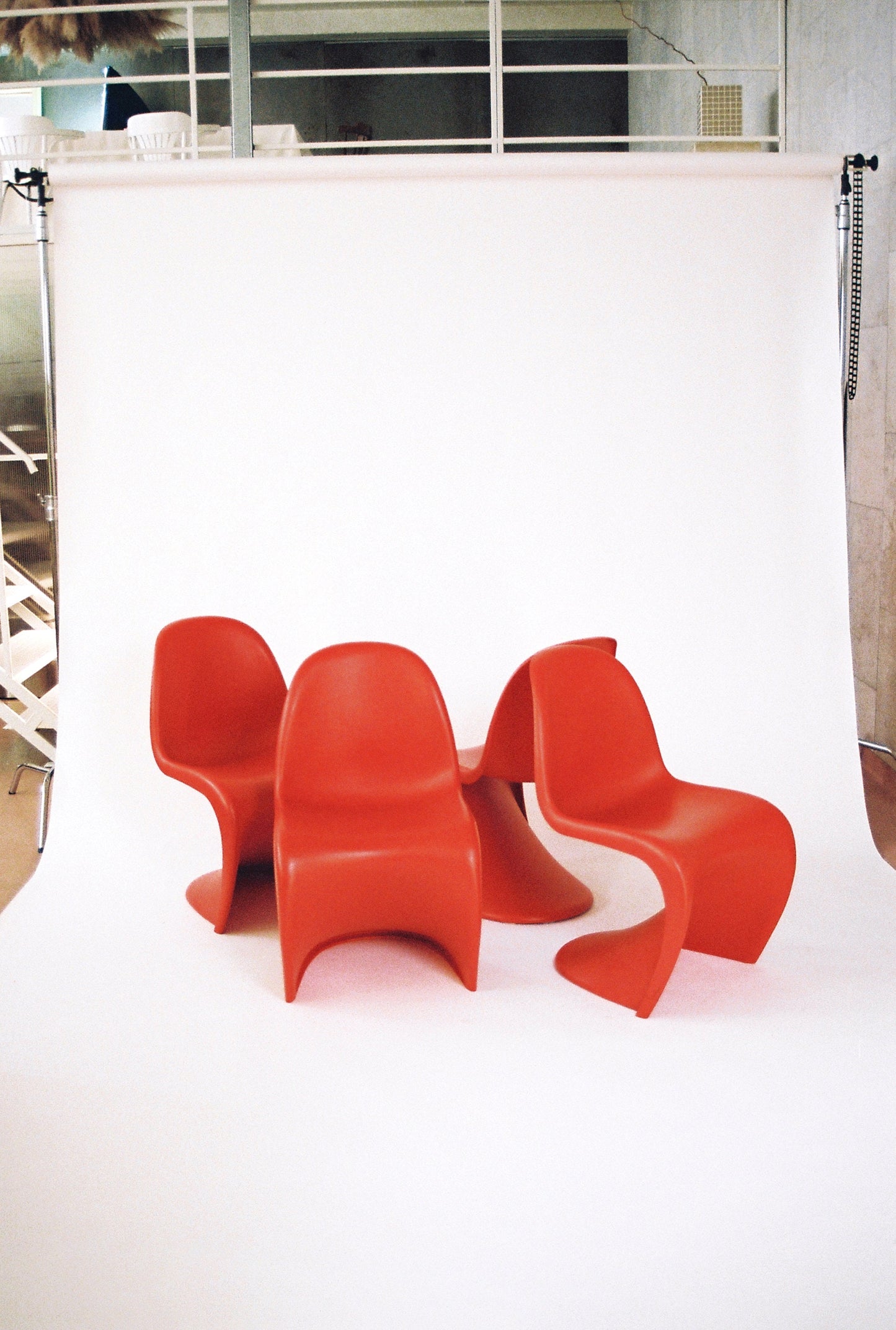 Orange Panton Chairs Set of 4 by Verner Panton for Vitra, 1970s Vintage