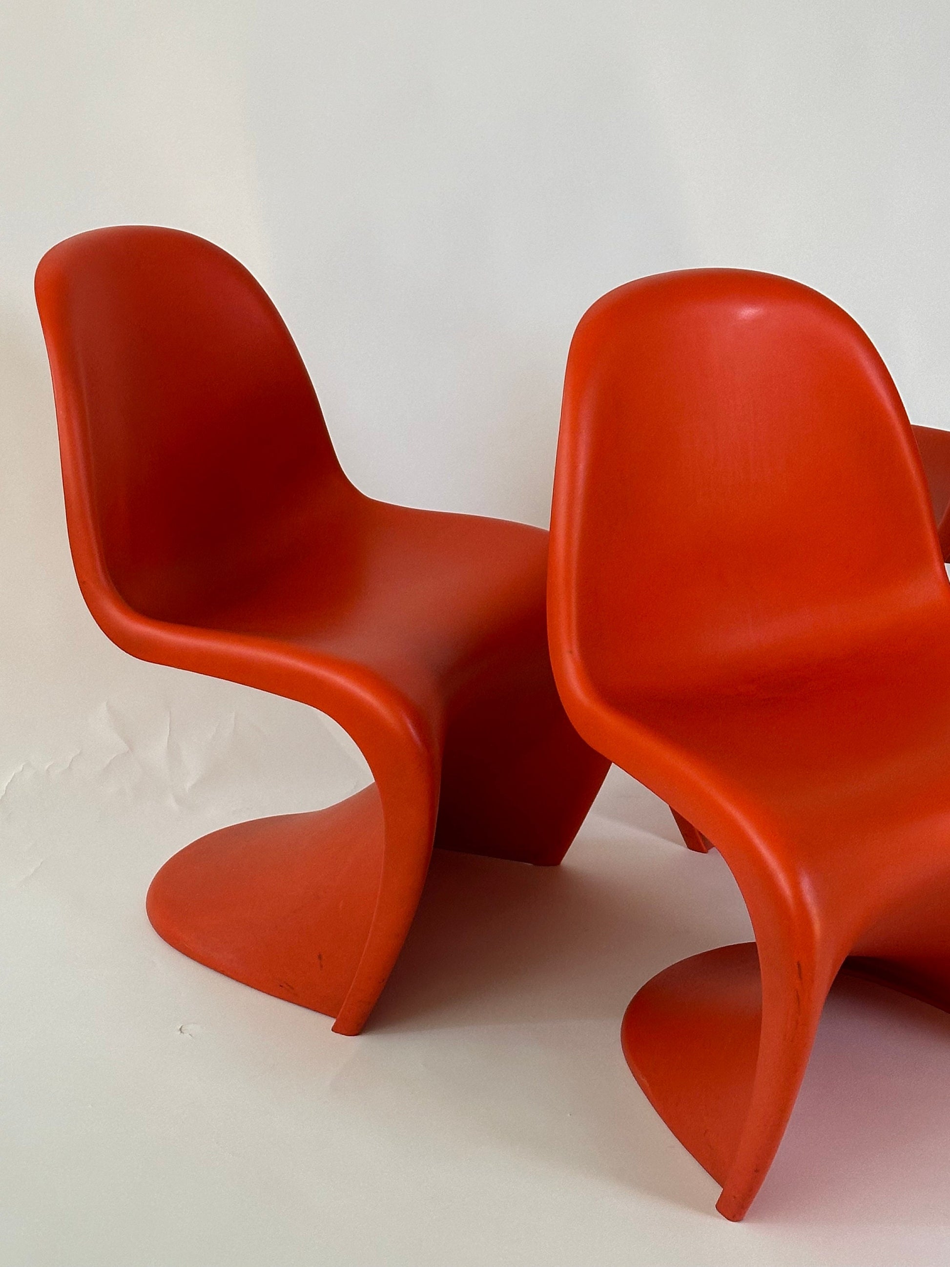 Orange Panton Chairs Set of 4 by Verner Panton for Vitra, 1970s Vintage