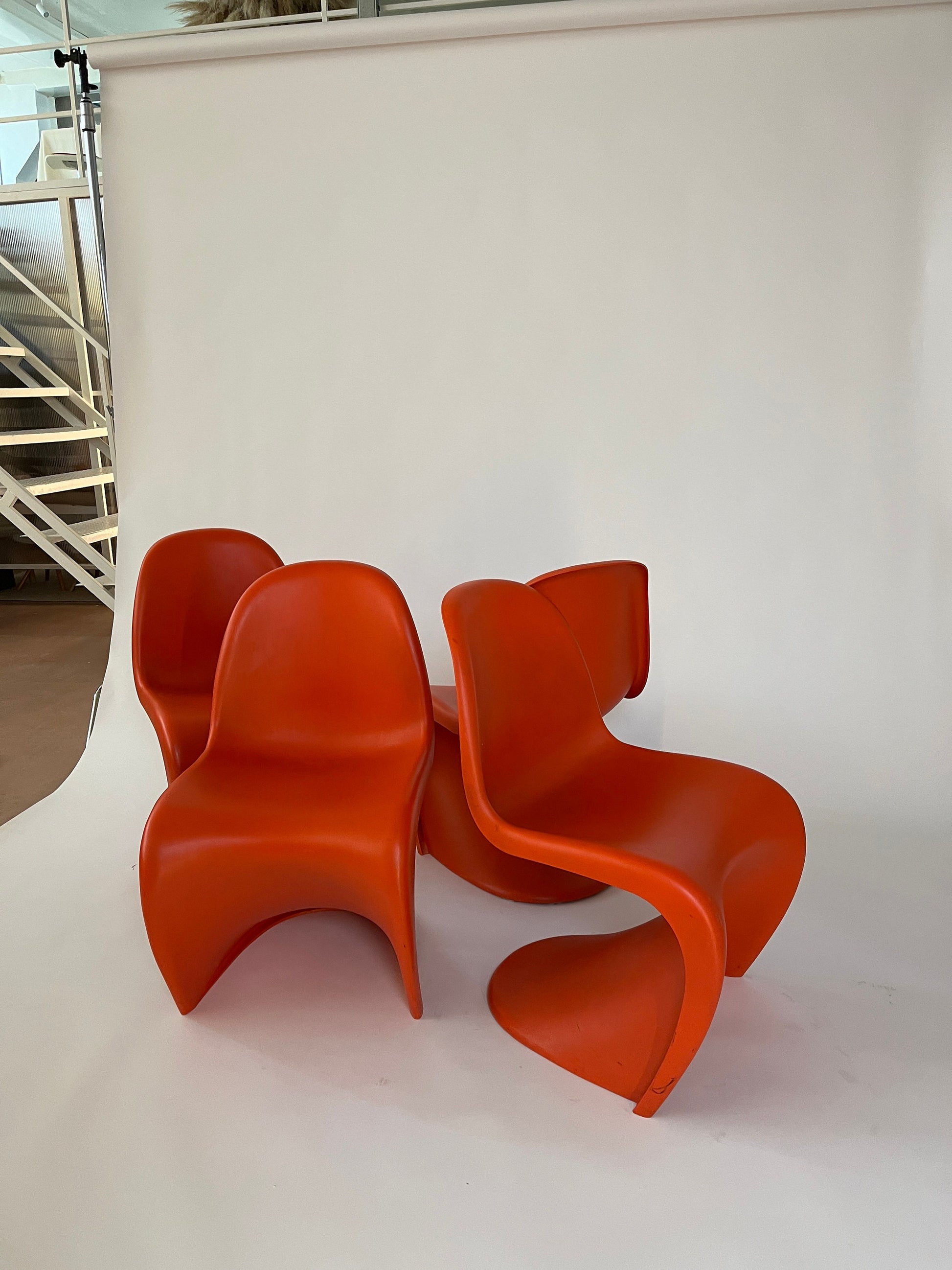 Orange Panton Chairs Set of 4 by Verner Panton for Vitra, 1970s Vintage