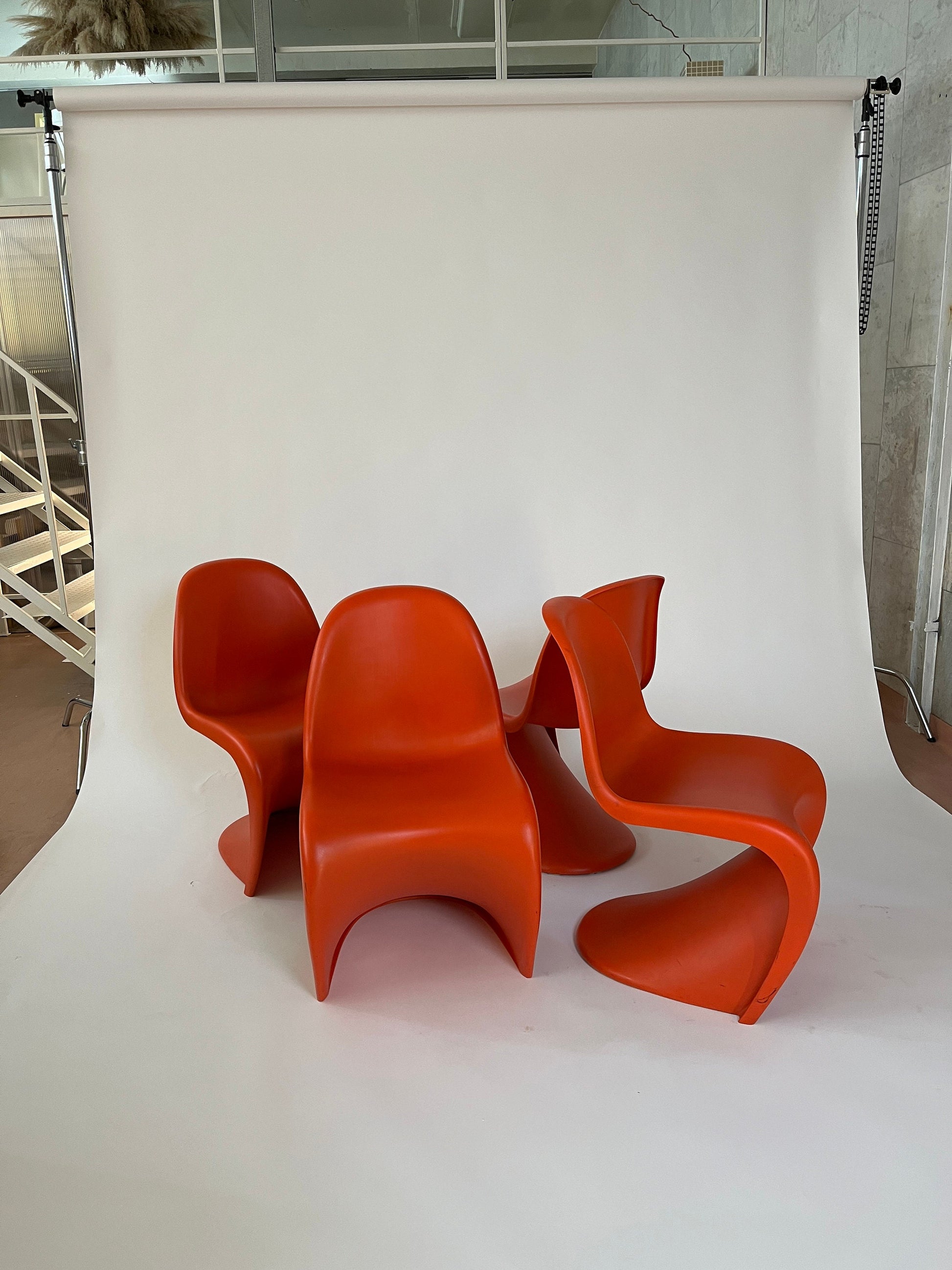 Orange Panton Chairs Set of 4 by Verner Panton for Vitra, 1970s Vintage