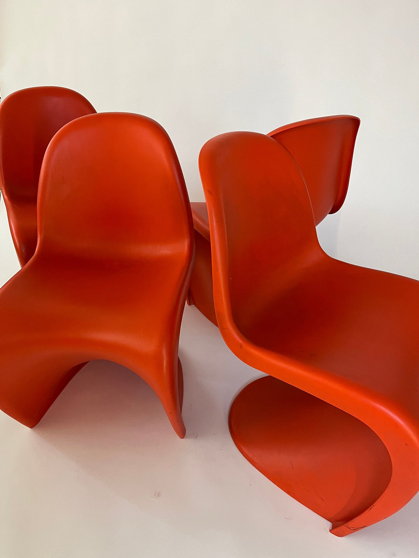 Orange Panton Chairs Set of 4 by Verner Panton for Vitra, 1970s Vintage