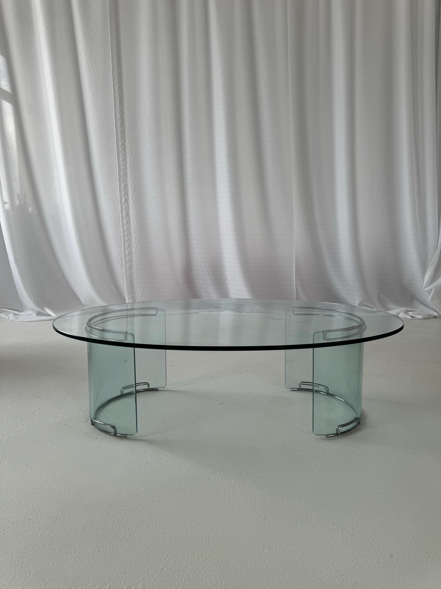 Oval Glass Coffee Table by Luigi Massoni for Gallotti & Radice, 1970