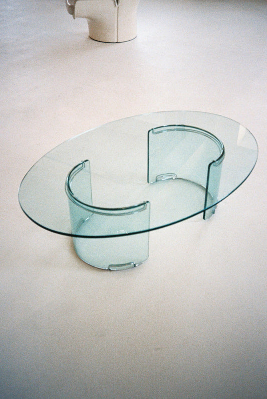 Oval Glass Coffee Table by Luigi Massoni for Gallotti & Radice, 1970