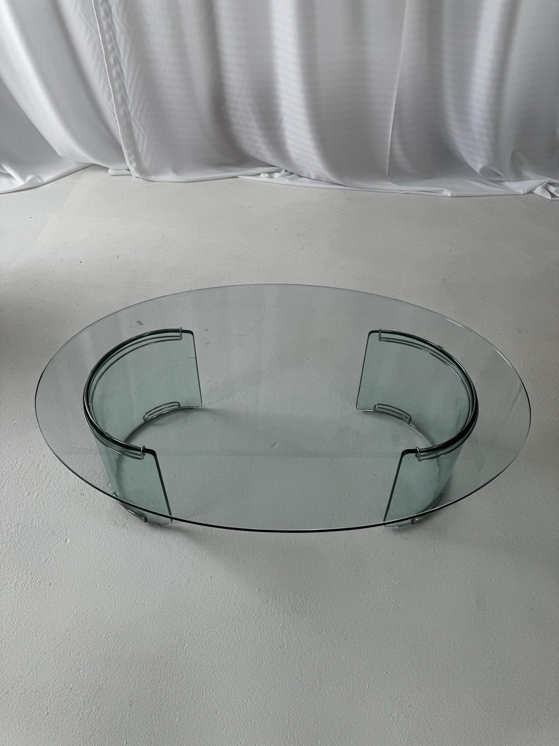Oval Glass Coffee Table by Luigi Massoni for Gallotti & Radice, 1970
