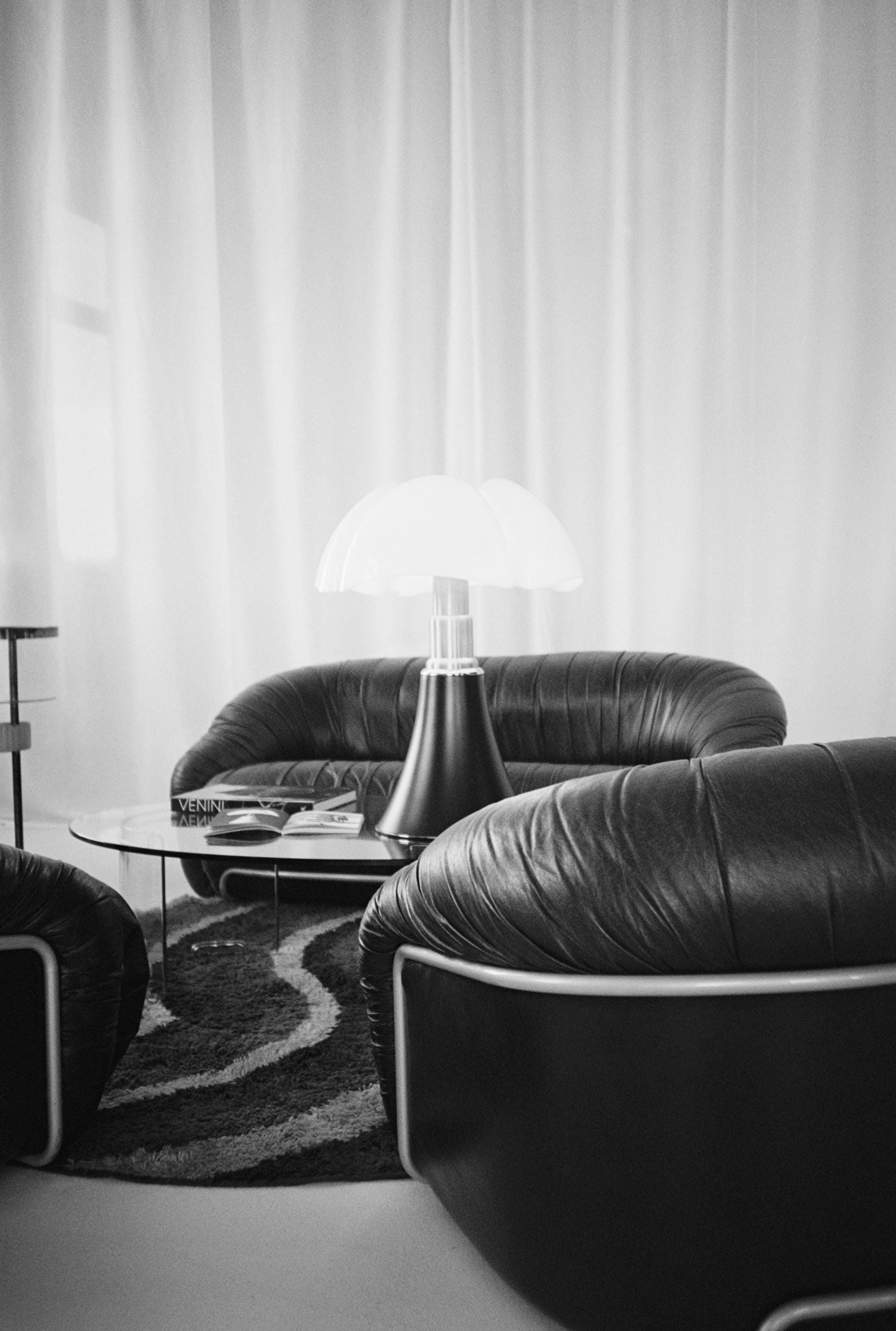 Vintage Brown Leather Sofa & Armchair Set, 1970s — Soft Sculptural Design (1 Sofa + 2 Armchairs)