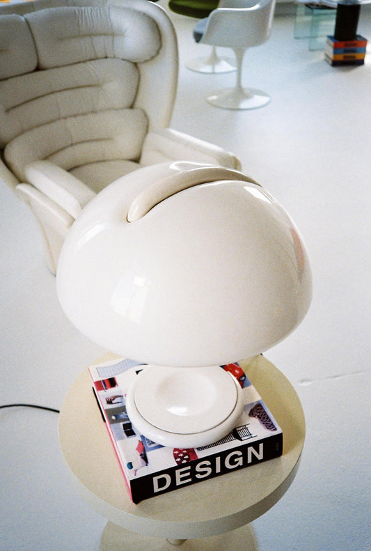 Elio Martinelli “Serpente” Table Lamp for Martinelli Luce, 1965 — White Metal & Opaline Methacrylate