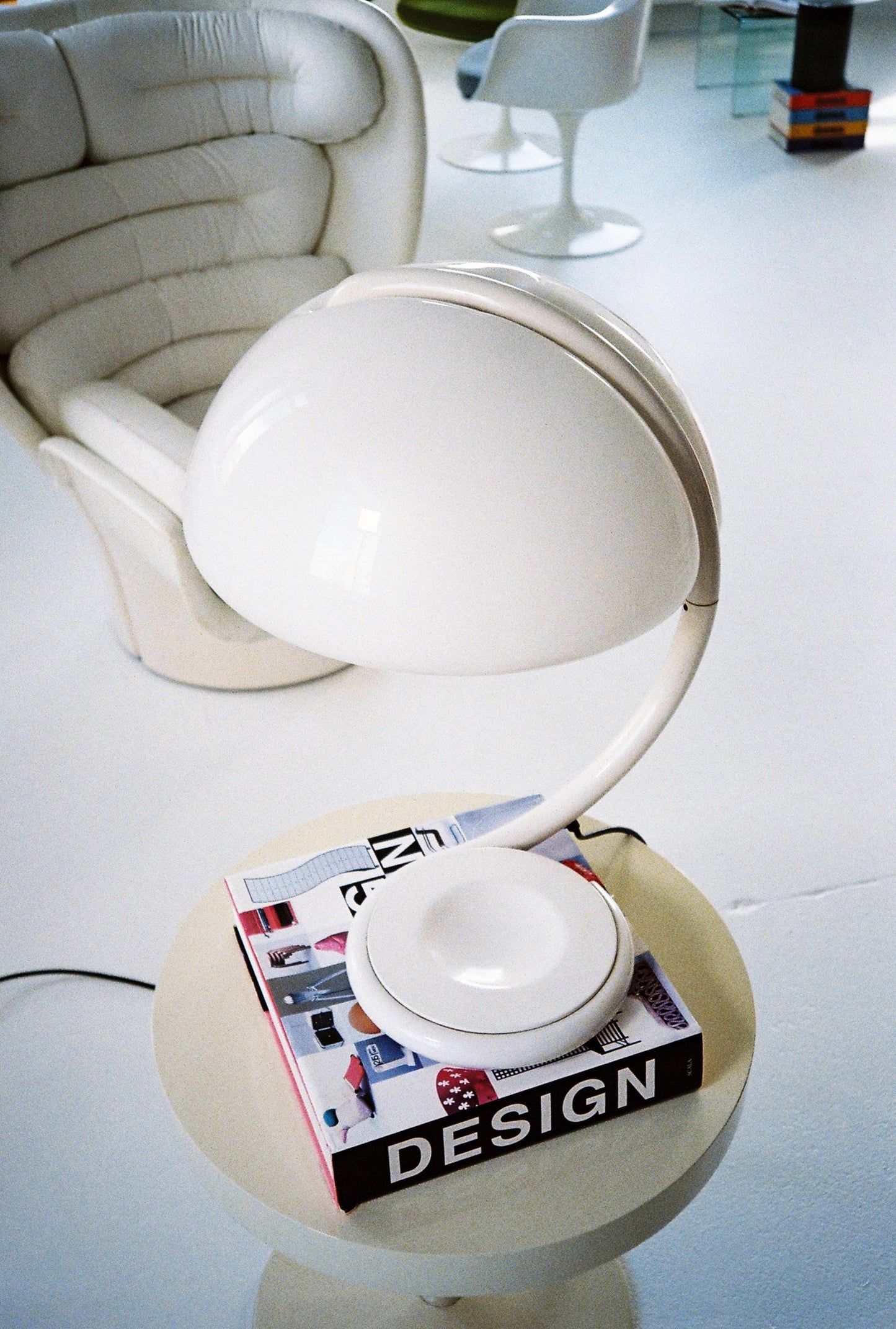 Elio Martinelli “Serpente” Table Lamp for Martinelli Luce, 1965 — White Metal & Opaline Methacrylate