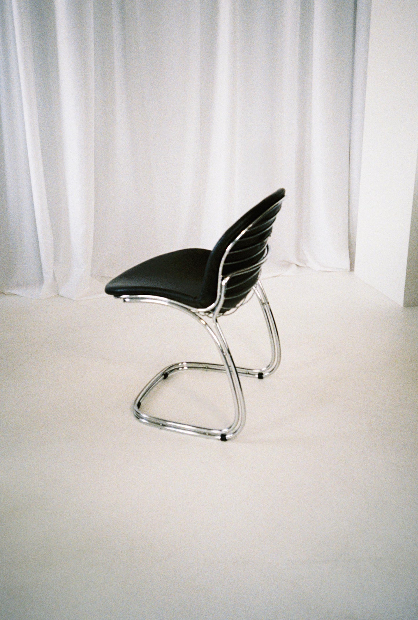 Set of 6 Gastone Rinaldi Dining Chairs, 1970s–1980s, Italian Chrome & Leather Chairs (Price per chair)