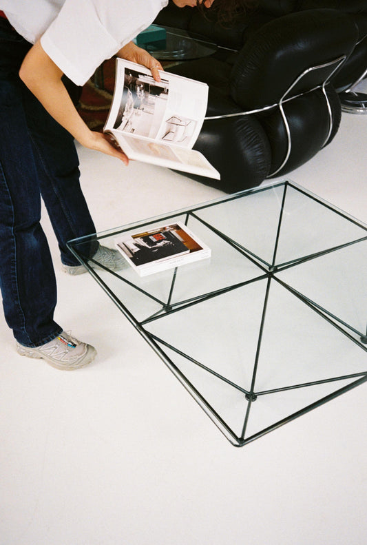 Paolo Piva Alanda Coffee Table for B&B Italia, 1980s Postmodern Glass Coffee Table, Iconic Italian Design