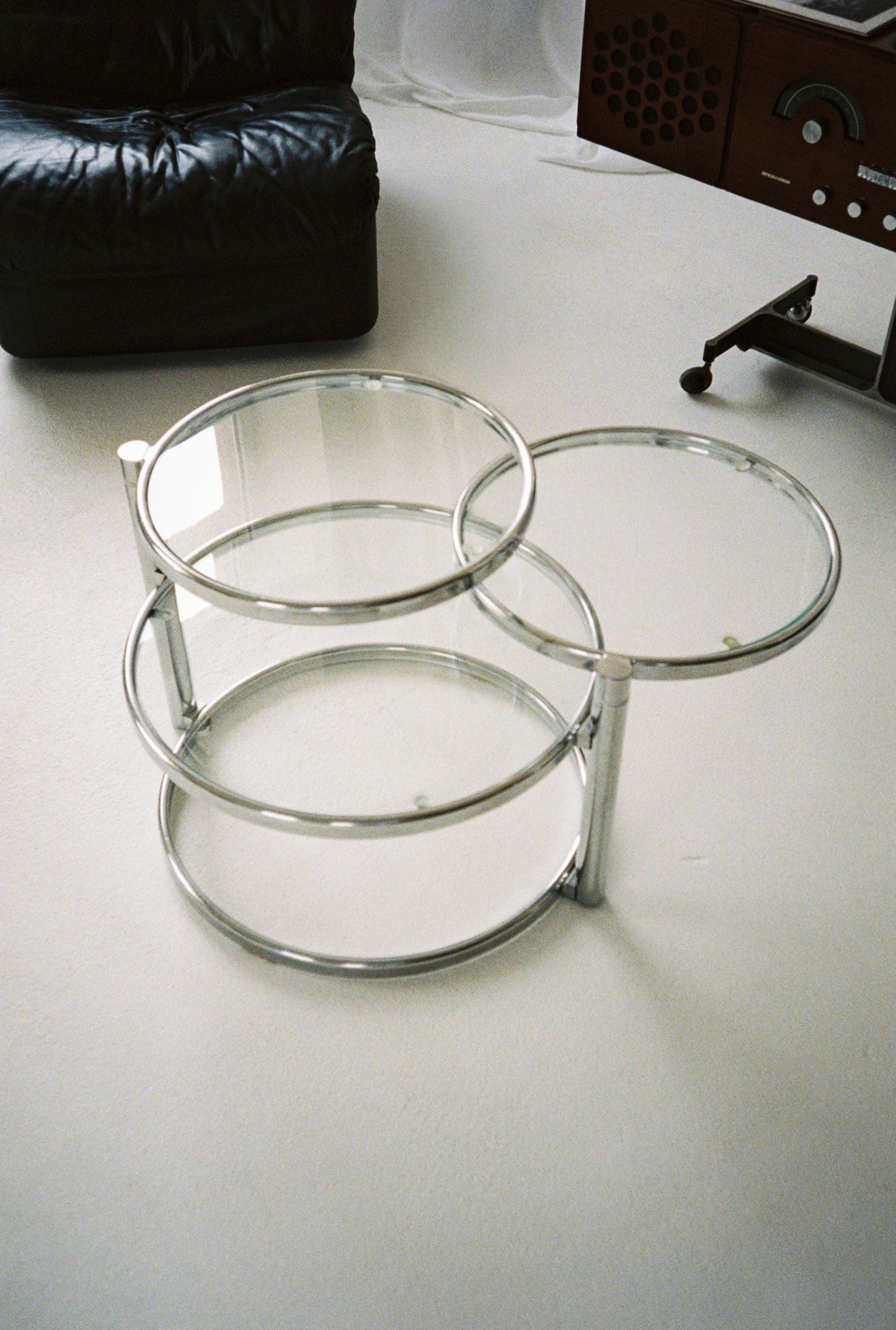 Milo Baughman Chrome & Glass Tiered Table, 1970s