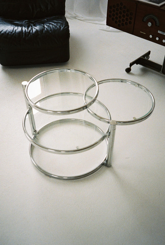 Milo Baughman Chrome & Glass Tiered Table, 1970s