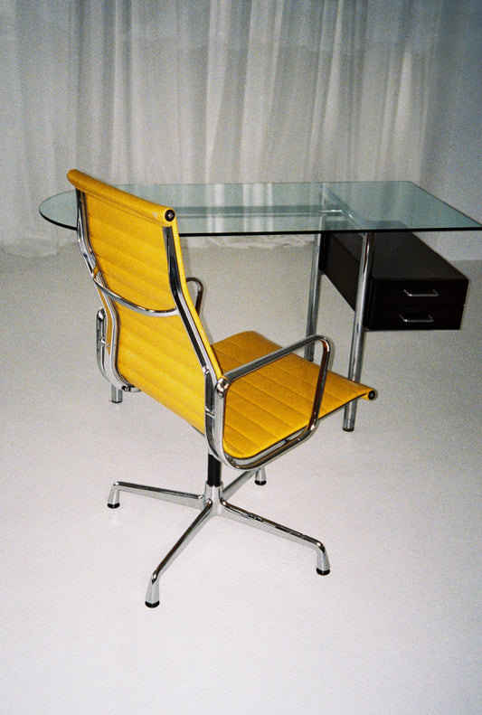 Vintage Eames Aluminum & Leather Chair EA117